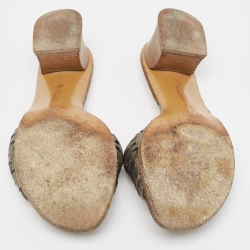Bottega Veneta Metallic Leather Intrecciato Slides Size 37.5 