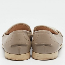 Pre Owned Bottega Veneta Cream/White Leather Loafers  Size 37