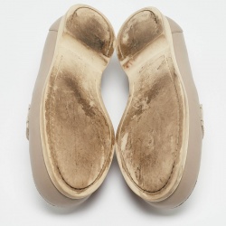 Pre Owned Bottega Veneta Cream/White Leather Loafers  Size 37