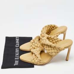 Pre Owned Bottega Veneta Yellow Intrecciato Leather BV Curve Mules Size 40