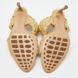 Pre Owned Bottega Veneta Yellow Intrecciato Leather BV Curve Mules Size 40