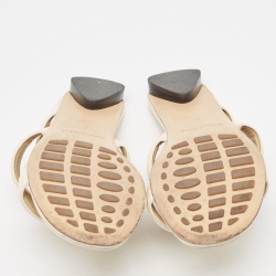 Pre Owned Bottega Veneta Cream Leather Strappy Slides Size 40