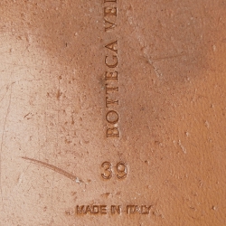 Pre Owned Bottega Veneta Orange Intrecciato Leather Flat Slides Size 39