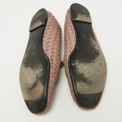Pre Owned Bottega Veneta Pink Intrecciato Leather Smoking Slippers Size 38.5
