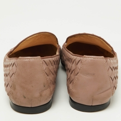 Pre Owned Bottega Veneta Pink Intrecciato Leather Smoking Slippers Size 38.5