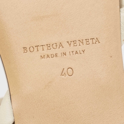 Pre Owned Bottega Veneta Cream Leather Spiral Flat Sandals Size 40