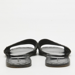 مملوكة مسبقًا Bottega Veneta Black Intrecciato Leather Flat Slides Size 39.5