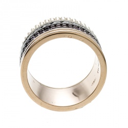 Boucheron Quatre Classique Diamond 18k Three Tone Gold Large Band Ring Size 53
