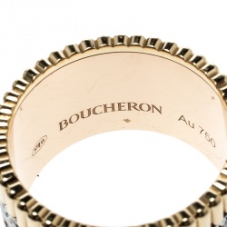 Boucheron Quatre Classique Diamond 18k Three Tone Gold Large Band Ring Size 53