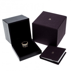 Boucheron Quatre Classique Diamond 18k Three Tone Gold Large Band Ring Size 53