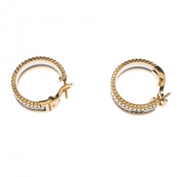 Boucheron Quatre Classique Diamond PVD 18k Three Tone Gold Hoops Earrings
