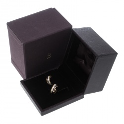 Boucheron Quatre Classique Diamond PVD 18k Three Tone Gold Hoops Earrings