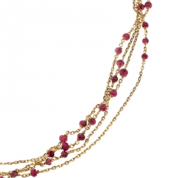 Boucheron Frou Frou 18k Yellow Gold Diamonds And Tourmaline Bead Necklace