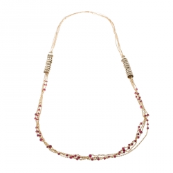 Boucheron Frou Frou 18k Yellow Gold Diamonds And Tourmaline Bead Necklace