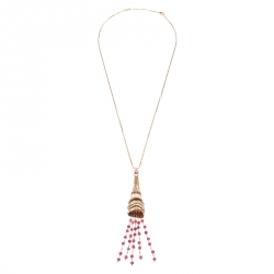 مملوكة مسبقًا Boucheron Frou Frou 18k Yellow Gold Diamonds And Tourmaline Bead Soutoir Necklace