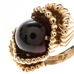 Boucheron Frou Frou Garnet Cabochon 18k Rose Gold Cocktail Ring Size 50