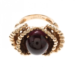 Boucheron Frou Frou Garnet Cabochon 18k Rose Gold Cocktail Ring Size 50