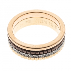 Boucheron Quatre Classique Diamonds 18k Three Tone Gold Band Ring Size 53