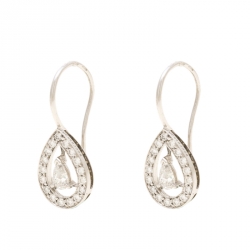 Boucheron Ava 18k White Gold Diamonds Pear Earrings