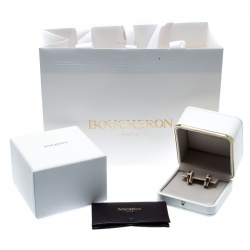 Boucheron Quatre Classique Brown PVD 18k Three Tone Gold Hoops Earrings