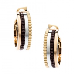 Boucheron Quatre Classique Brown PVD 18k Three Tone Gold Hoops Earrings