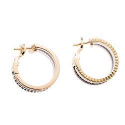 Boucheron Quatre Classique Brown PVD 18k Three Tone Gold Hoops Earrings