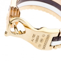Boucheron Quatre Classique Brown PVD 18k Three Tone Gold Hoops Earrings