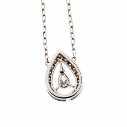 Boucheron Ava Pear Diamond 18k White Gold Pendant Necklace 