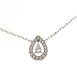 Boucheron Ava Pear Diamond 18k White Gold Pendant Necklace 