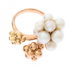 Boucheron Grand Mule Cultured Pearl 18k Two Tone Gold Ring Size 53