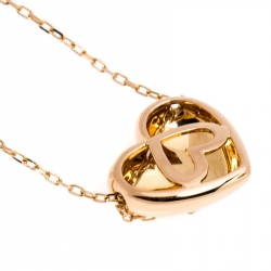 Boucheron Heart Garnet 18K Rose Gold Chain Link Pendant Necklace