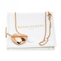 Boucheron Heart Garnet 18K Rose Gold Chain Link Pendant Necklace