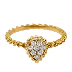 Boucheron Serpent Boheme Diamond 18K Yellow Gold XS Motif Ring Size 51