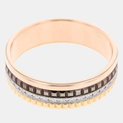 Pre Owned Boucheron 18K Yellow Gold, Rose Gold, White Gold Diamond Quatre Classic Ring Size EU 65