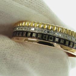 Pre Owned Boucheron 18K Yellow Gold, Rose Gold, White Gold Diamond Quatre Classic Ring Size EU 65