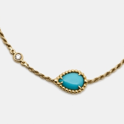 Pre Owned Boucheron Serpent Boheme Turquoise Diamond 18k Yellow Gold XS Model Bracelet