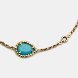 Pre Owned Boucheron Serpent Boheme Turquoise Diamond 18k Yellow Gold XS Model Bracelet