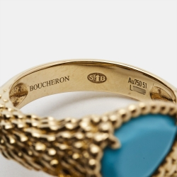 Boucheron Toi Et Moi Serpent Boheme Turquoise 18k Yellow Gold Ring Size 51