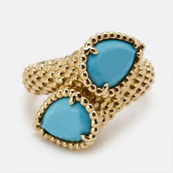 Boucheron Toi Et Moi Serpent Boheme Turquoise 18k Yellow Gold Ring Size 51