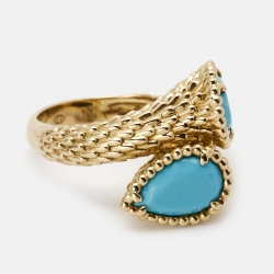 Boucheron Toi Et Moi Serpent Boheme Turquoise 18k Yellow Gold Ring Size 51