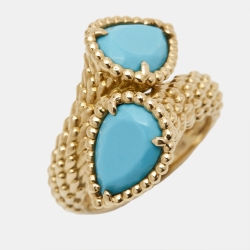 Boucheron Toi Et Moi Serpent Boheme Turquoise 18k Yellow Gold Ring Size 51