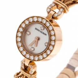 Boucheron Mother of Pearl Diamond & 18k Rose Gold Ma Jolie Women's Wristwatch 18MM
