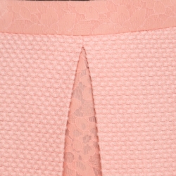 Pre Owned Boutique Moschino Pink Textured Jacquard and Floral Lace Layered Skirt M
