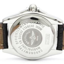 Breitling Black Stainless Steel and Leather Galactic A71356 Women's Wristwatch 32MM