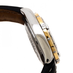Breitling Black 18K Yellow Gold Stainless Steel Leather Cockpit D71356 Women's Wristwatch 32 mm