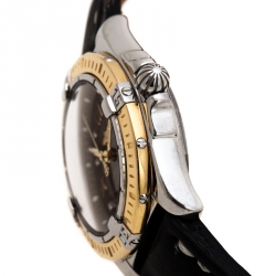 Breitling Black 18K Yellow Gold Stainless Steel Leather Cockpit D71356 Women's Wristwatch 32 mm