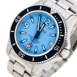 Pre Owned Breitling Blue Stainless Steel Superocean II A17316 Women's Wrstwatch 36 mm