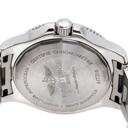 Pre Owned Breitling Blue Stainless Steel Superocean II A17316 Women's Wrstwatch 36 mm