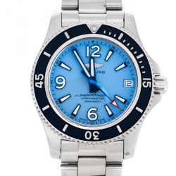 Pre Owned Breitling Blue Stainless Steel Superocean II A17316 Women's Wrstwatch 36 mm