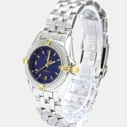 Pre Owned Breitling Blue 18K Yellow Gold And Stainless Steel Callistino B52045.1 Women's Wristwatch 28 mm